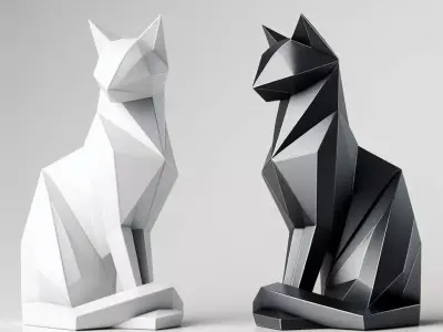 Minimalist Geometric Cat Sculptures 3D print model