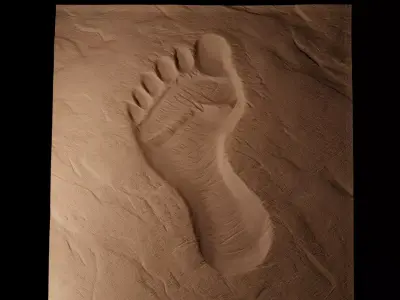 Bigfoot Footprint CNC 3d Print High Relief Sand Casting 3D print model