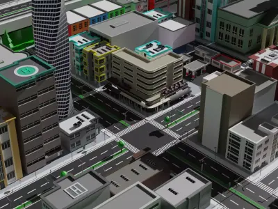 Low Poly city Free low-poly 3D model
