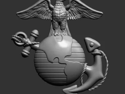 US Marine Corps Globe and Anchor Insignia Set 3D print model