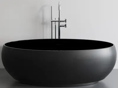 Camellia Matte Black Freestanding Stone Bath 1700mm  Low-poly 3D model
