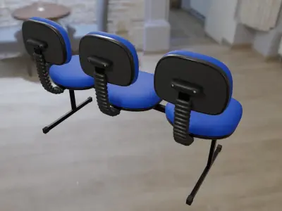 Triple Office Chair  - Waiting Room - Cadeira tripla 3D model