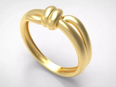 Two Piece Modern Gold Ring with Diamond Channel  3D print model