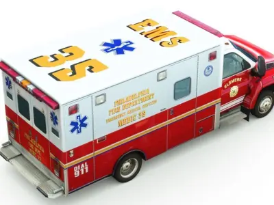 Generic Ambulance v10 Low-poly 3D model