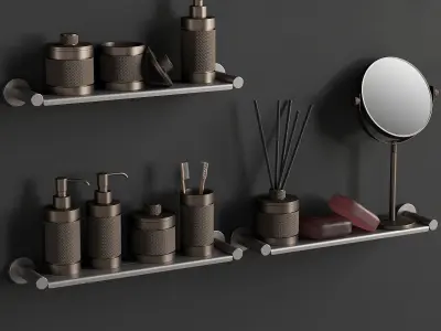 089 Bathroom decor set ACCESSORIES Bronze Matte 00 3D model