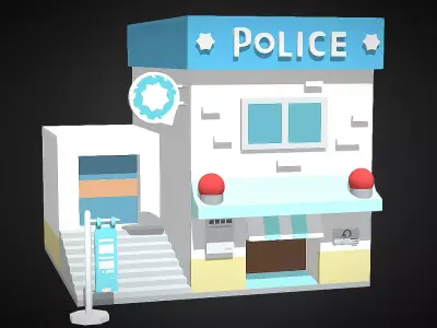 blue cartoon house Free 3D model