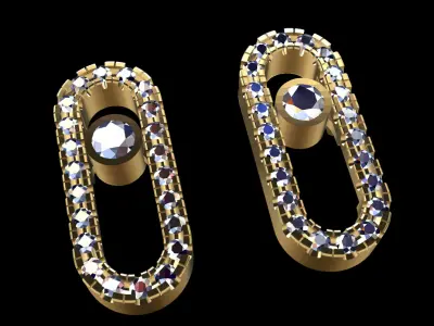 Messika Pusset Earrings With Gems 3D print model