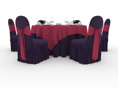 Banquet Table and Chair 72 3D model
