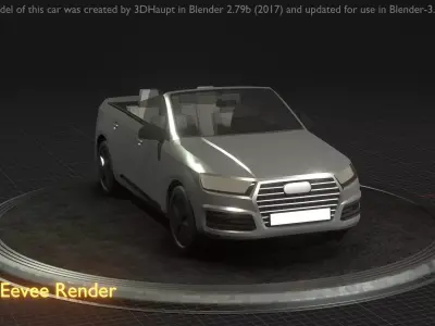 City Car 71 SUV Cabrio Open Type-B Silver Low-poly 3D model