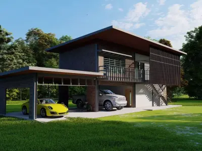 Forest villa-Casa Scene-Modern Villa 3D model