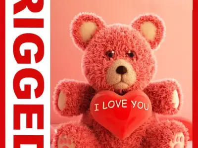 Valentine Teddy Bear Low-poly 3D model