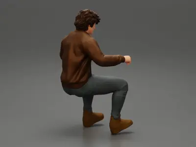 Young Motorbiker man riding pose 3D print model