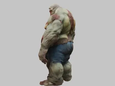 A massive muscular rotten zombie Low-poly 3D model