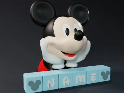 Mickey and Minnie Letter Blocks 3D print model