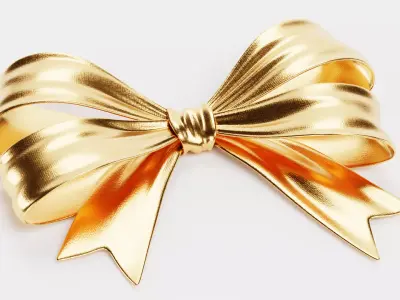 Ribbon Bow V4 - Gold Decorative Gift Wrapping 3D model