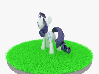 Cartoon White Pony Rigged Low-poly 3D model