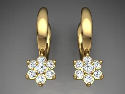 Earring E9 The luxury female earring with gems 3D print model