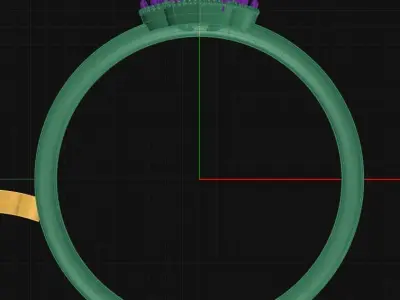 Antique Oval Gemstone Round Diamond Band Wedding Engagement Ring 3D print model