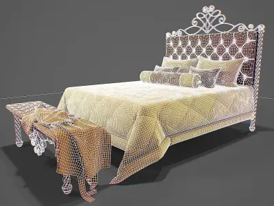 Bed game ready 3d model Low-poly 3D model