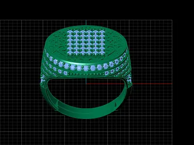 Print Ready STL 3DM  Gents Rings Diamond Men Ring  3D print model 50