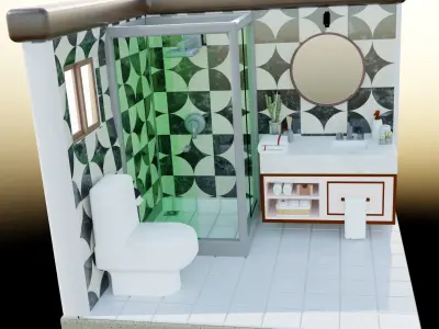 Isometric Bathroom Low poly Low-poly 3D model