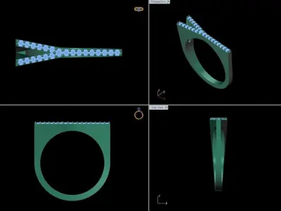 alphabet jewelry ring diamond letter Y 3D print model