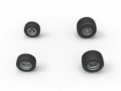 Wheel set of 600 Micro sprint car Scale 1 to 25 3D print model