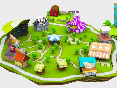 City Land Pack Low-poly 3D model