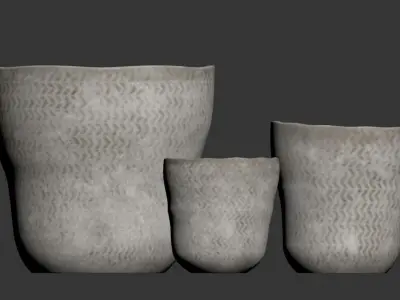 Tan White Ceramic Vase 3D model