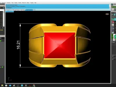 Square Cut Gemstone Statement Ring for Men 3370 3D print model