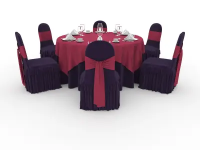 Banquet Table and Chair 72 3D model