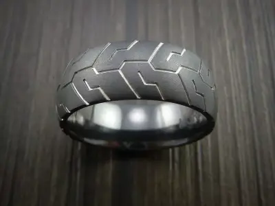 Tire Tread Textured Men Ring 3D Print Model 3D print model