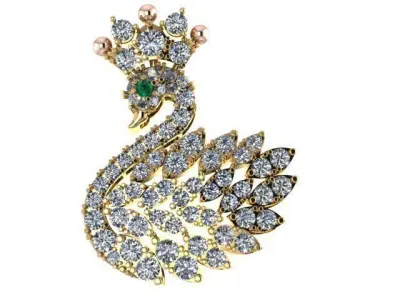 Swan pendant or brooche with style 3D print model