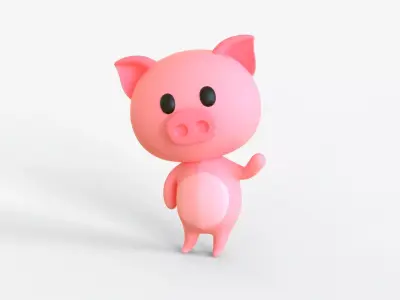 Little Funny Pig Animated  Low-poly 3D model