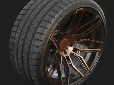 Rim WheelForce CF2-FF and Tire Michelin Pilot Sport 4 Low-poly 3D model