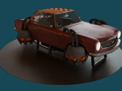 Mercedes Benz SL-280 DiselPunk Low-poly 3D model