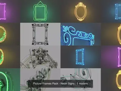 Picture Frames Pack - Neon Signs 3D Model Collection