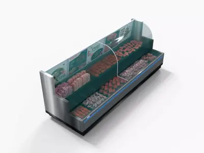 Supermarket Meat Shelve Stand Low-poly 3D model