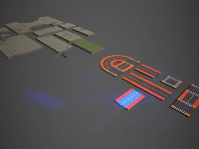 Sci Fi Modular Road Pack Low-poly 3D model