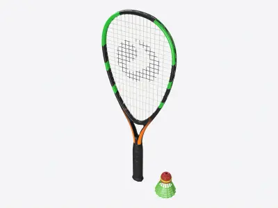 Speedminton Racquet with Shuttlecock 3D model