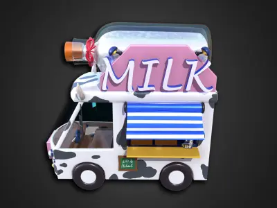 Asset - Cartoons - Food Car Milk 3D model