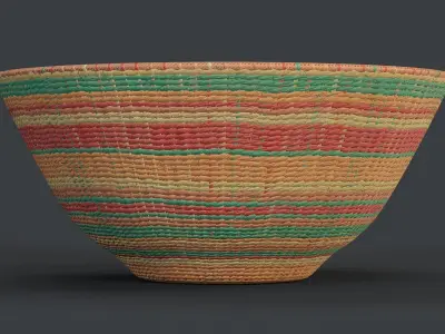 Rattan Bowl PBR Low-poly 3D model