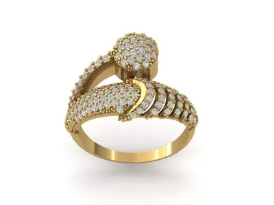 STL 3DM Print Ready Women Diamond Ring Lightweight Printable  3D print model 44