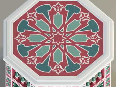 Moroccan octagonal side table 05 3D model
