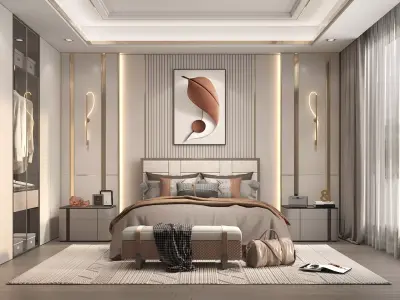 Modern Bedroom Scene 37 3D model