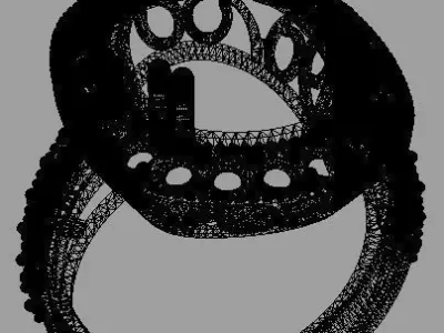 halo wedding ring set 3D print model Low-poly 3D model