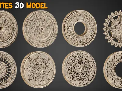 80 Flower Ornaments and 30 Rosettes 3D Model  Tutorials  Vol 8   Low-poly 3D model