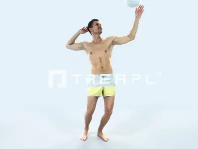 Virtue 04A Beach Serving Sports Man Low-poly 3D model