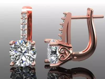 Women Diamond Earrings 3D print model 22