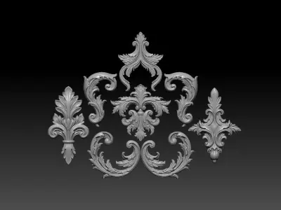 Luxury Baroque Ornament Set - Detailed Decorative 3D Design 3D model